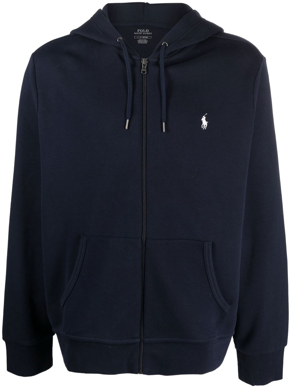 Felpa blu navy con cappuccio e zip 