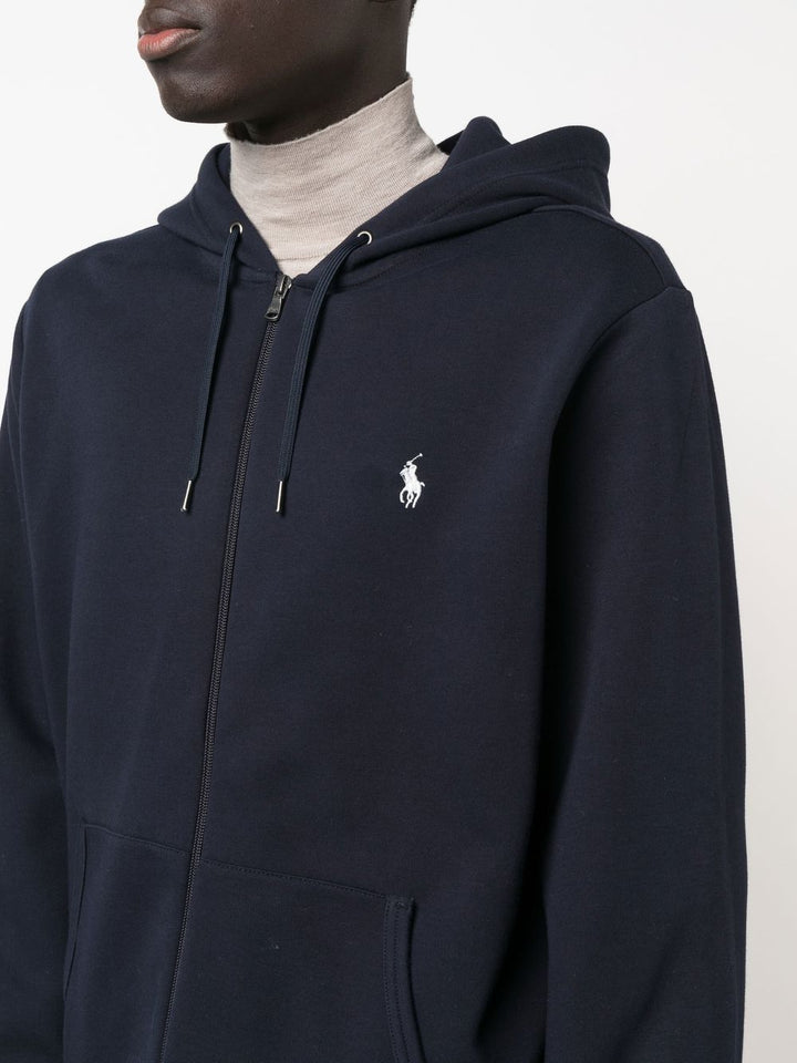 Felpa blu navy con cappuccio e zip 