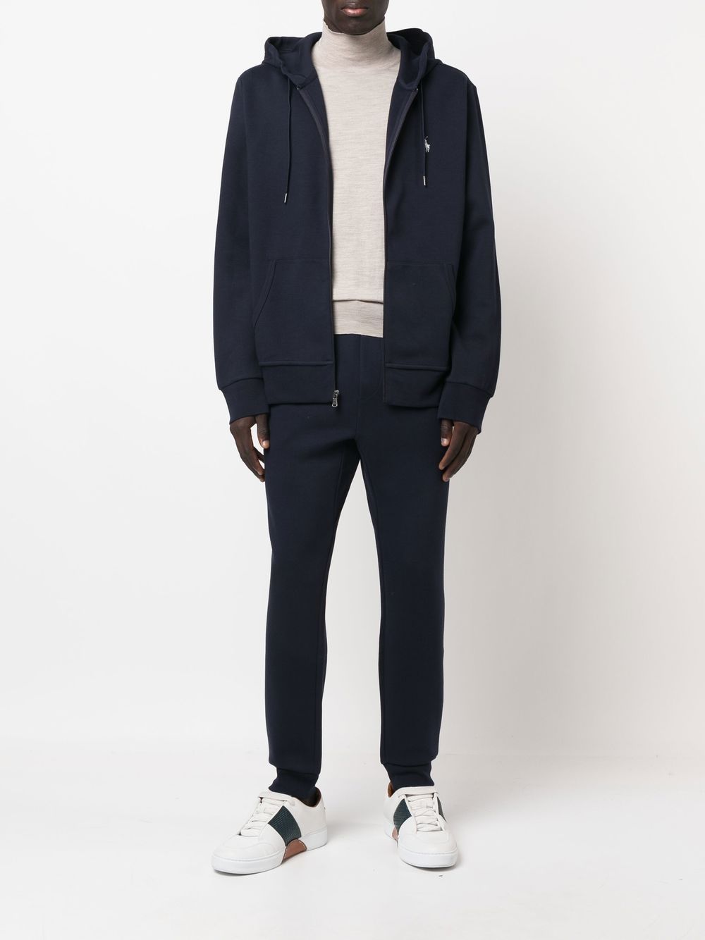 Felpa blu navy con cappuccio e zip 