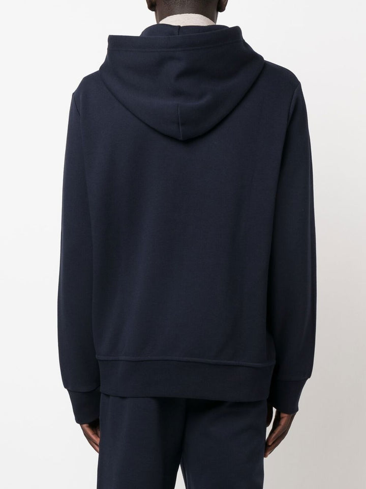 Felpa blu navy con cappuccio e zip 