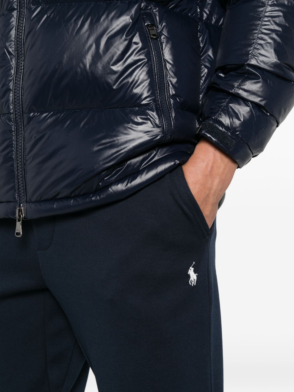 Pantaloni sportivi con logo ricamato blu navy<BR/> 