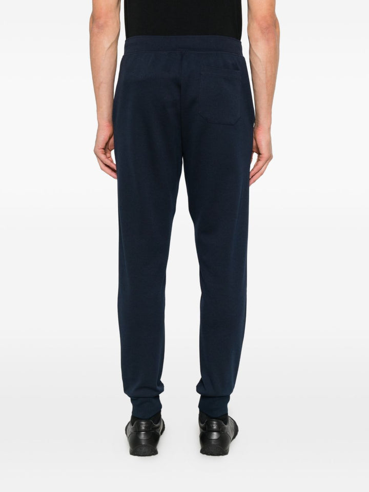 Pantaloni sportivi con logo ricamato blu navy<BR/> 