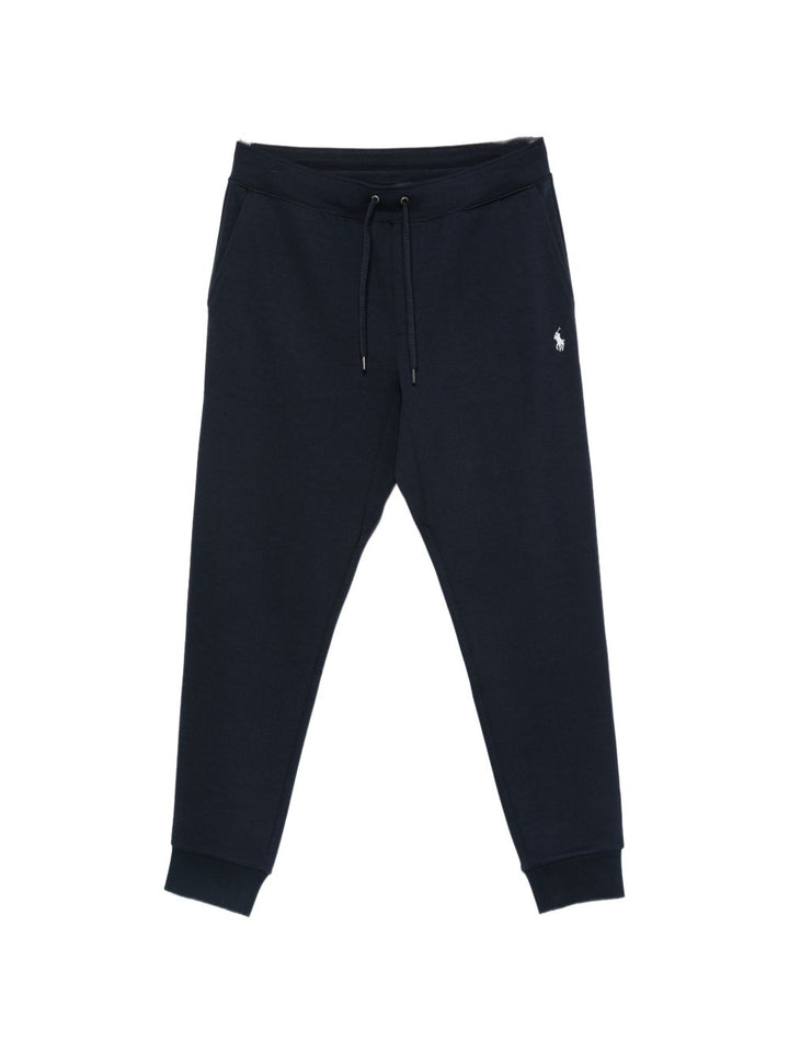 Pantaloni sportivi con logo ricamato blu navy<BR/> 