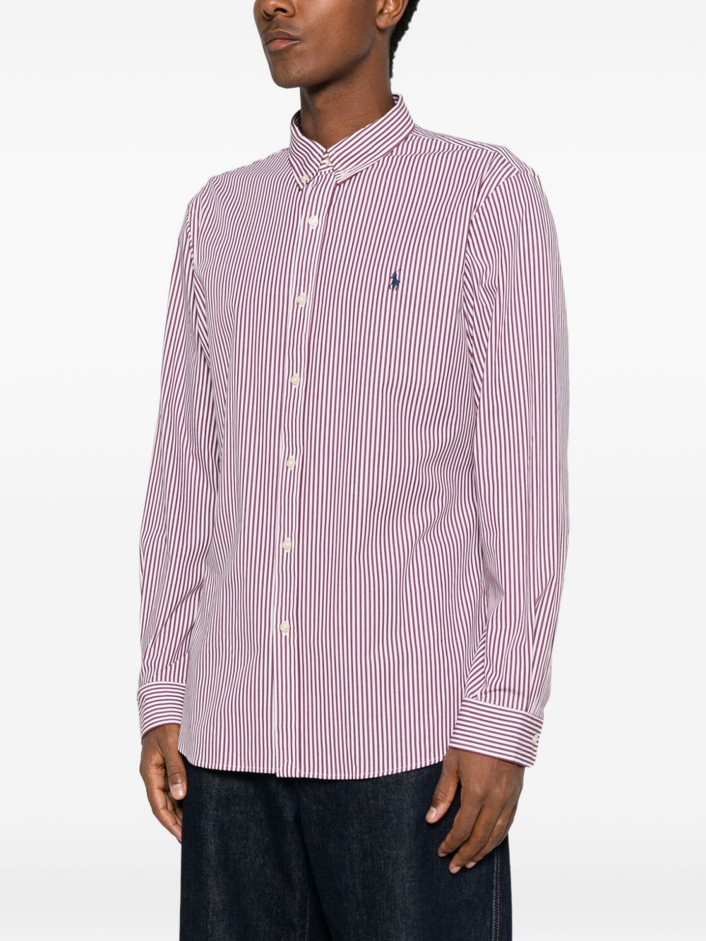 Camicia a righe verticali in cotone rossa 