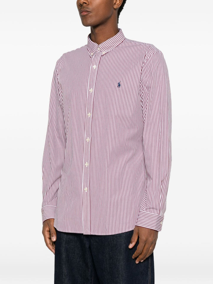 Camicia a righe verticali in cotone rossa 