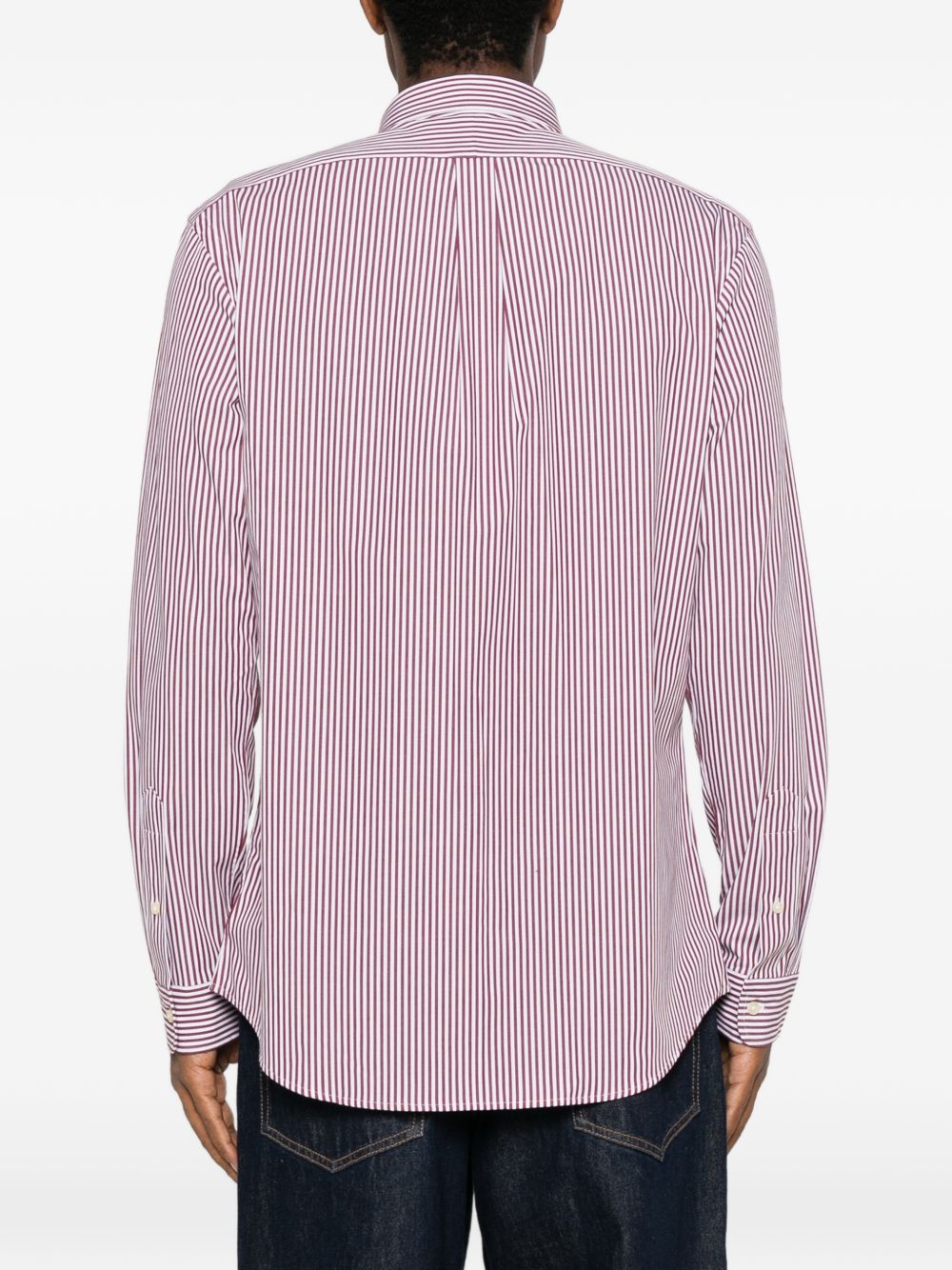 Camicia a righe verticali in cotone rossa 
