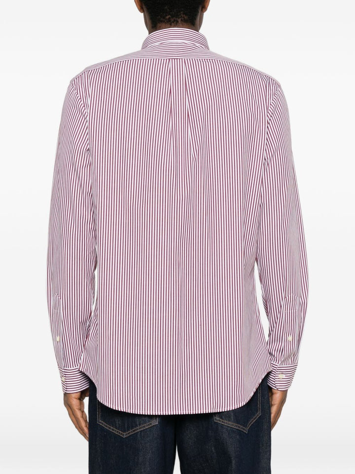 Camicia a righe verticali in cotone rossa 