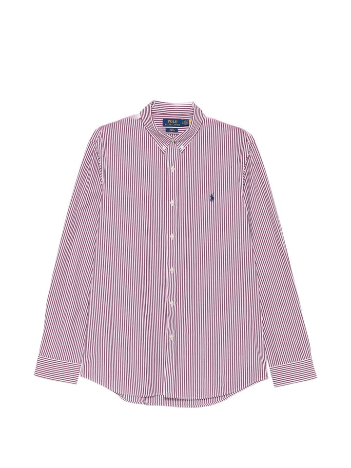 Camicia a righe verticali in cotone rossa 