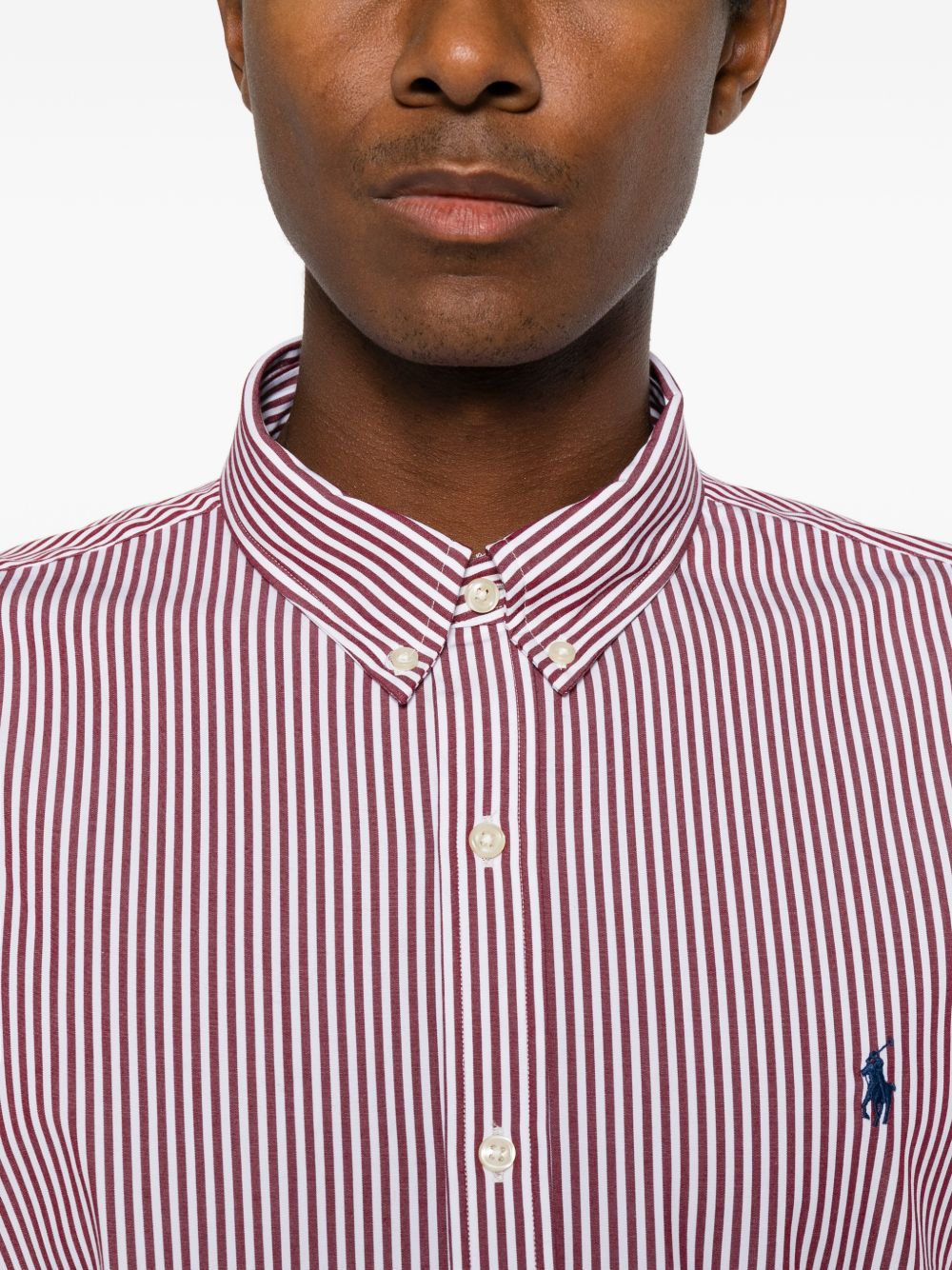 Camicia a righe verticali in cotone rossa 