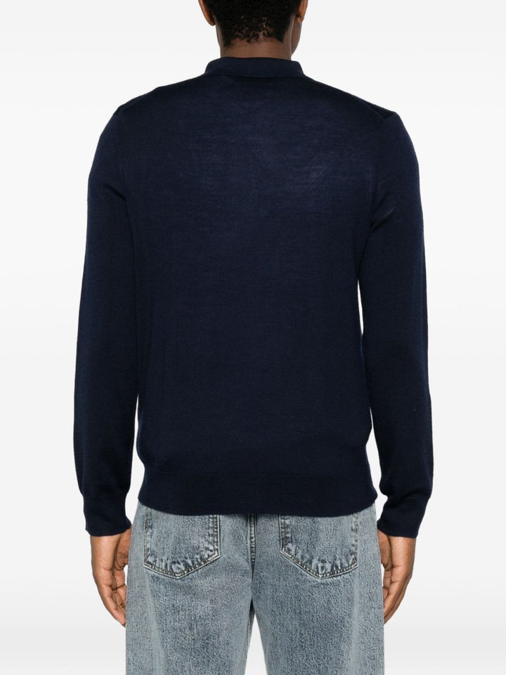Maglione polo con motivo Pony in lana blu navy 