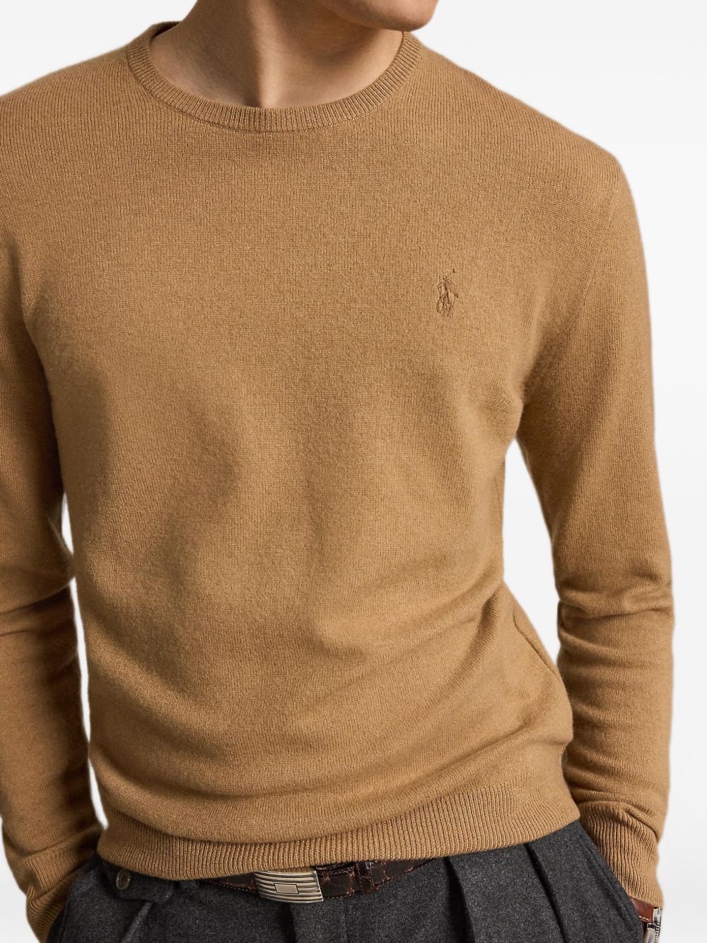 Maglia girocollo marrone in lana 