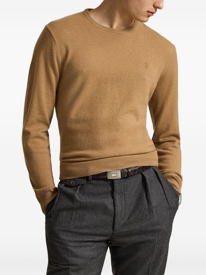 Maglia girocollo marrone in lana 
