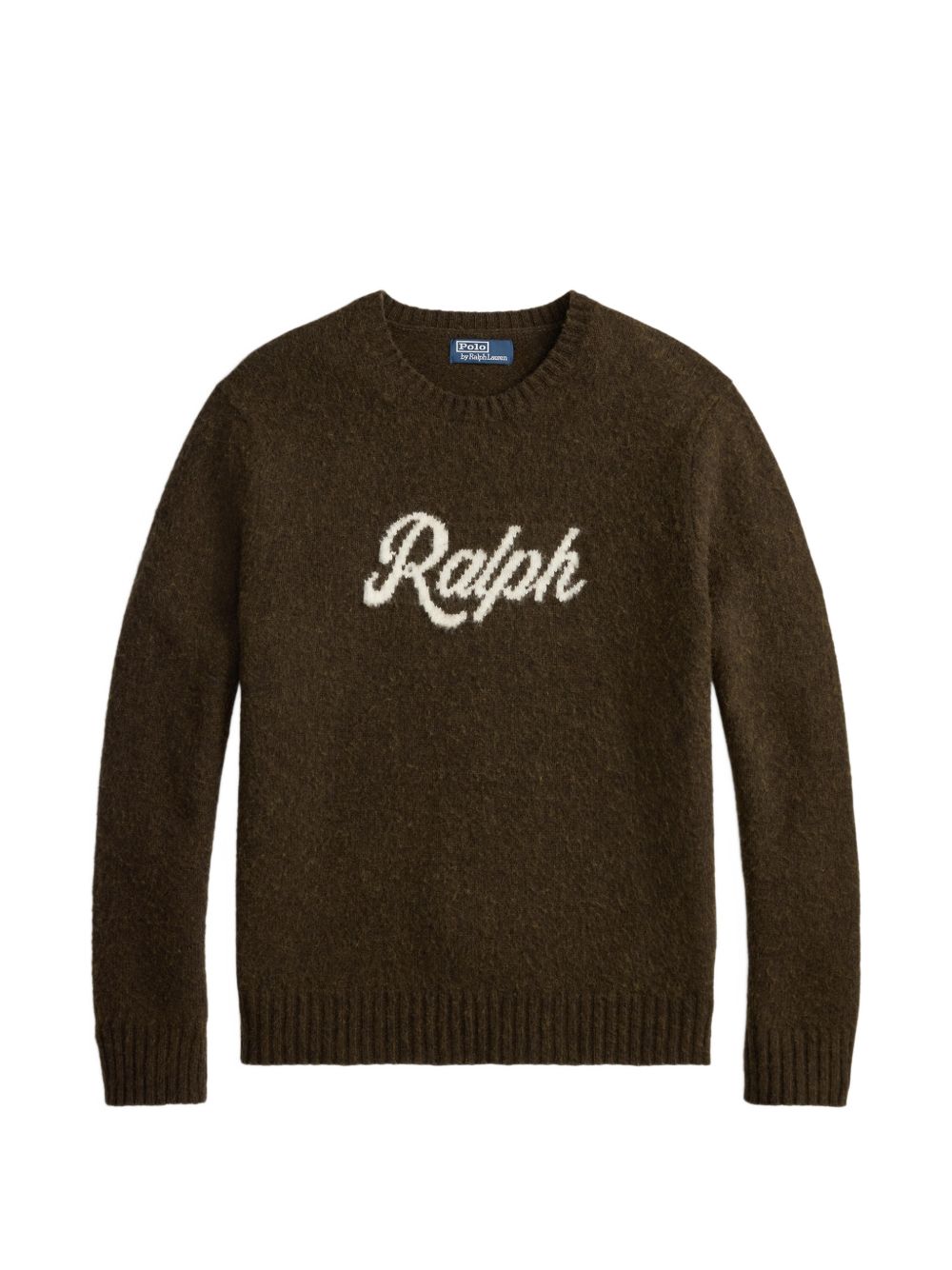 Maglione marrone Polo Ralph Lauren girocollo con logo a intarsi 