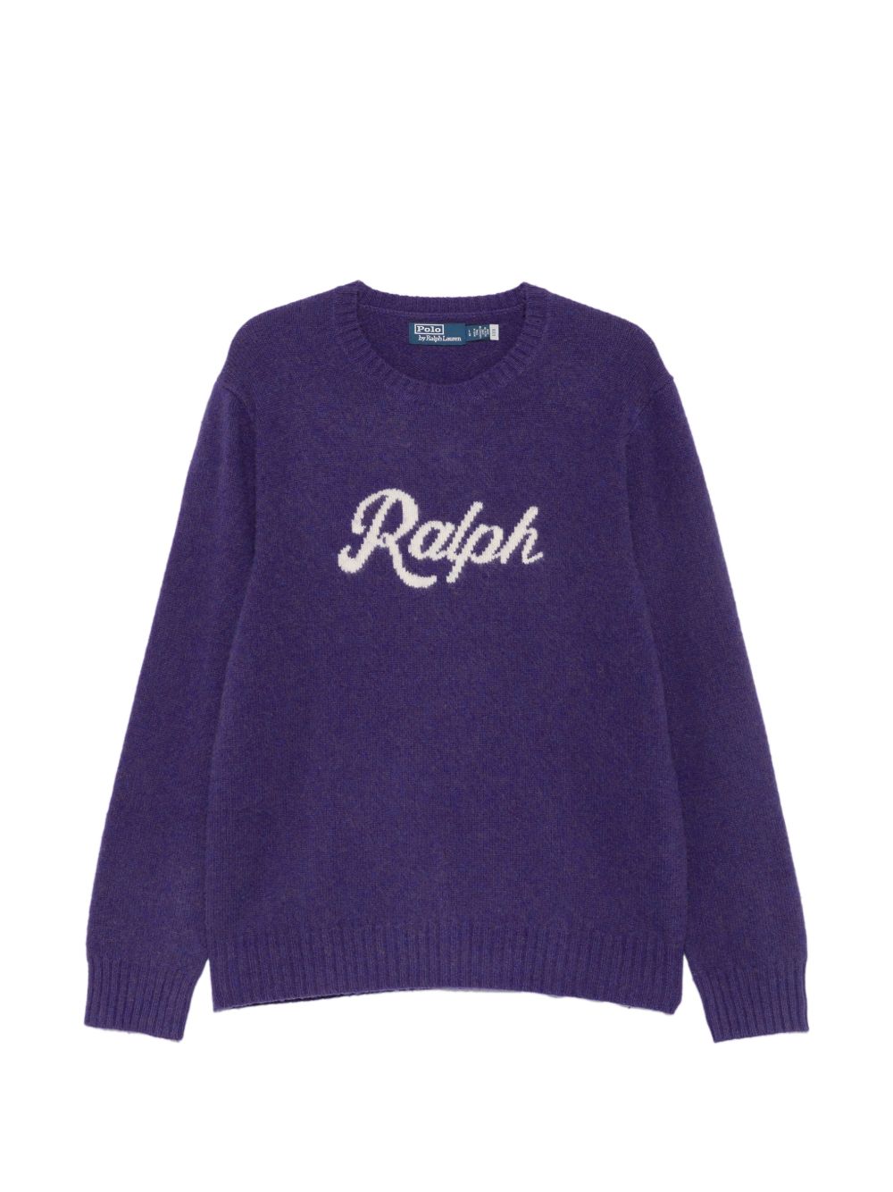 Maglione girocollo con logo in lana e cashmere viola 