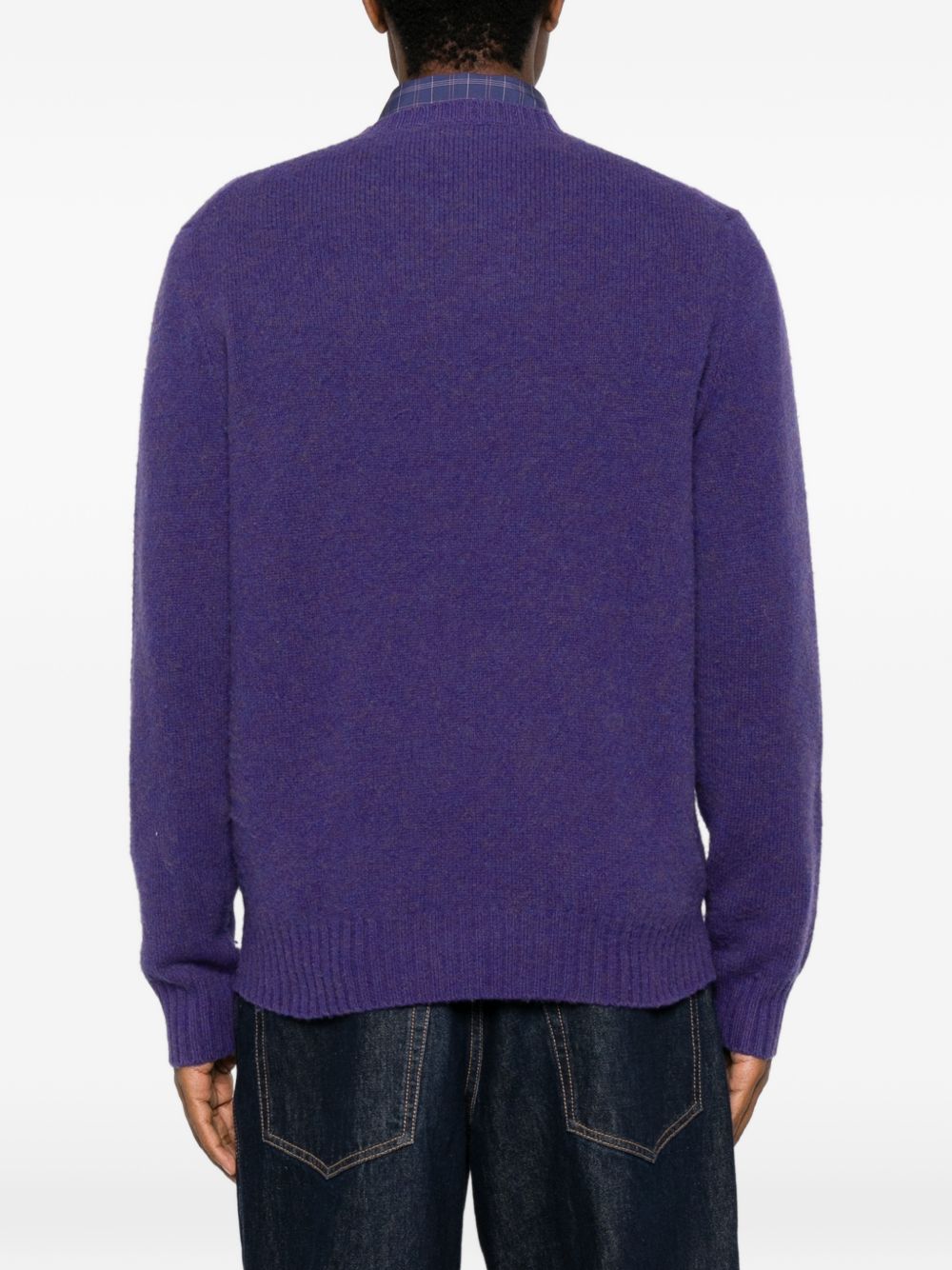 Maglione girocollo con logo in lana e cashmere viola 
