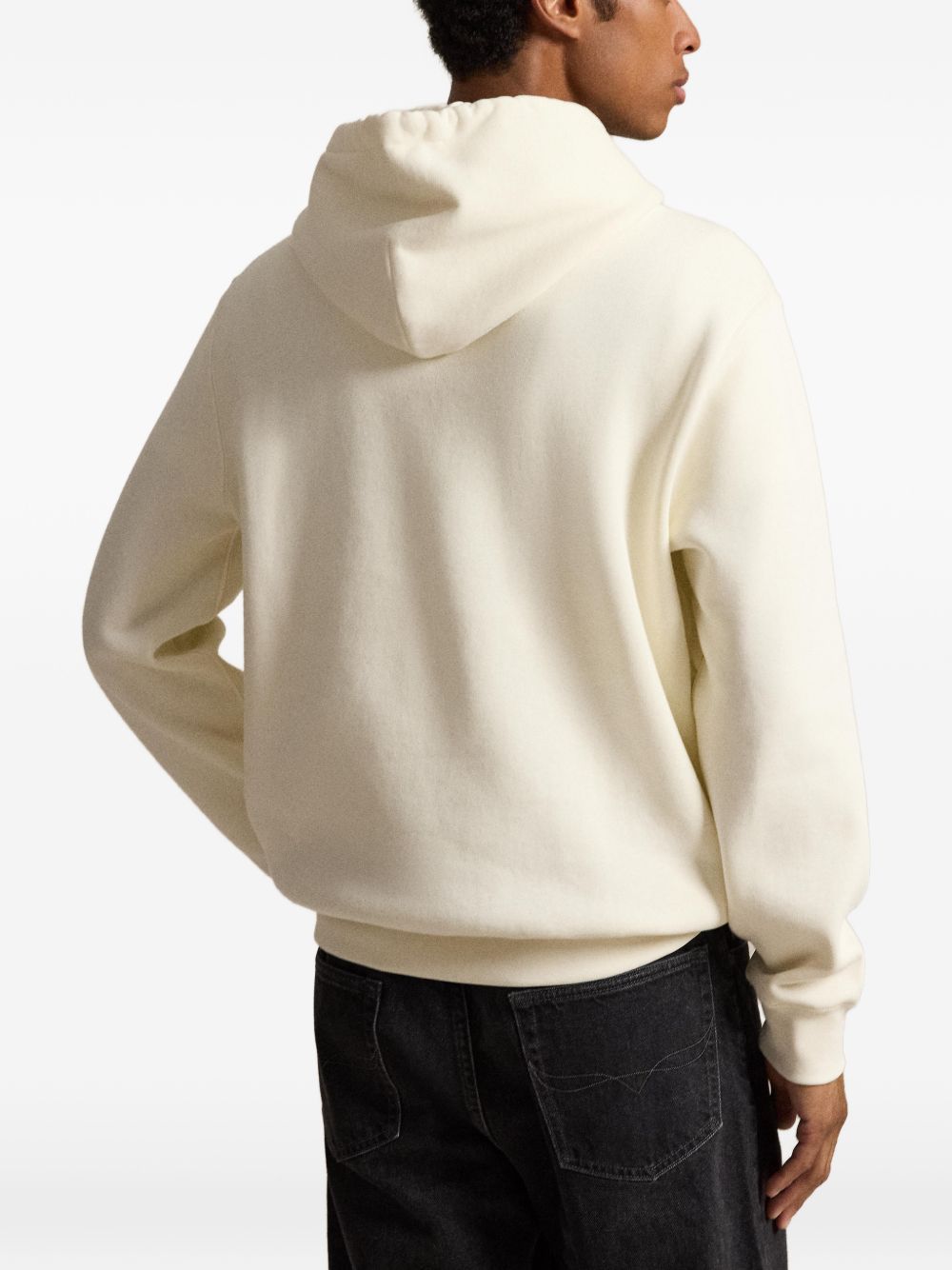 Felpa Polo Bear bianco naturale in cotone con cappuccio 