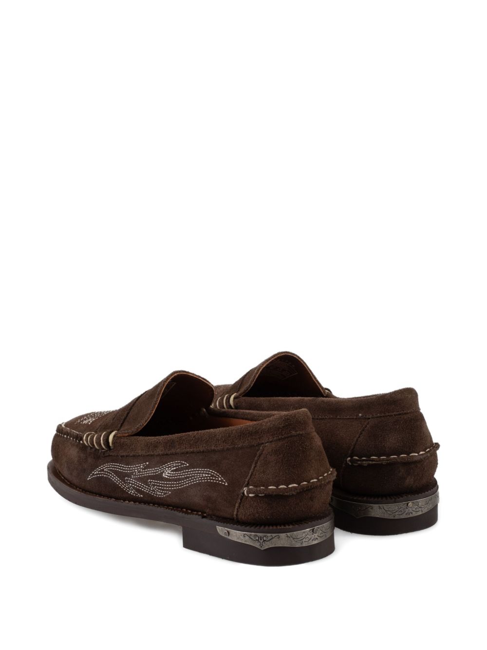Mocassini Dan Dallas con ricamo in pelle scamosciata marrone 