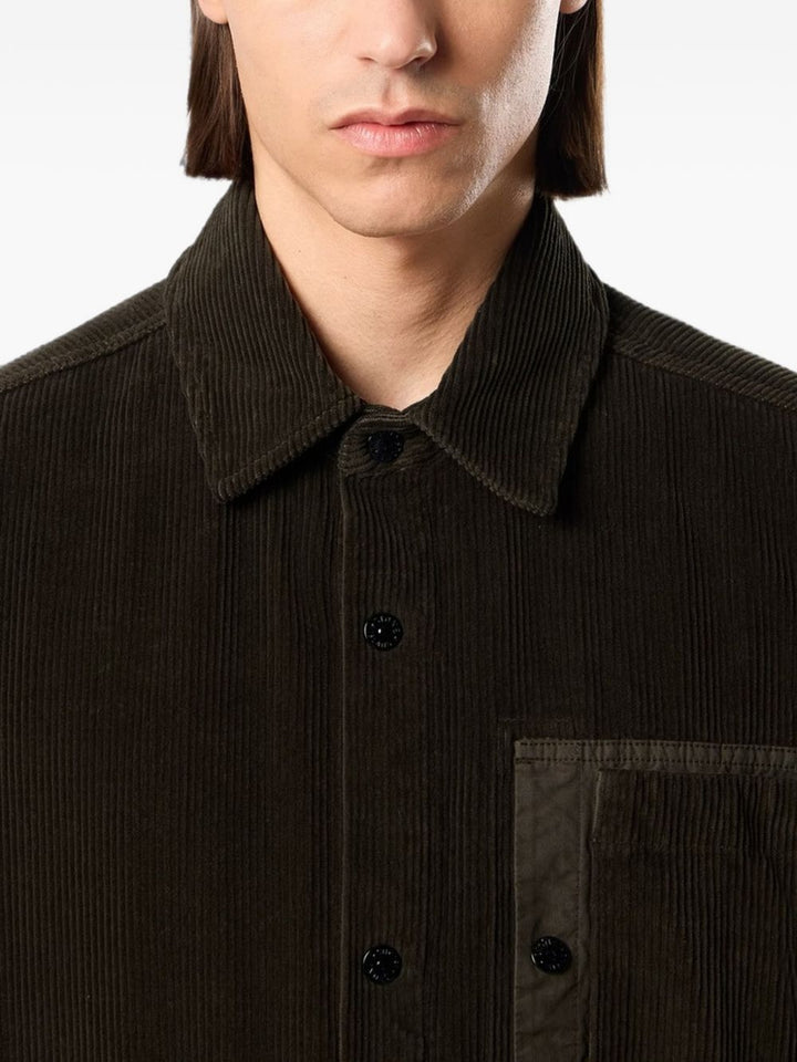 Camicia coal grey con design patchwork 