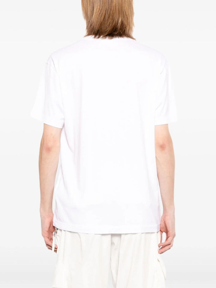 T-shirt bianca con applicazione logo 