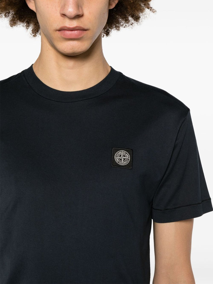 T-shirt navy con applicazione logo 
