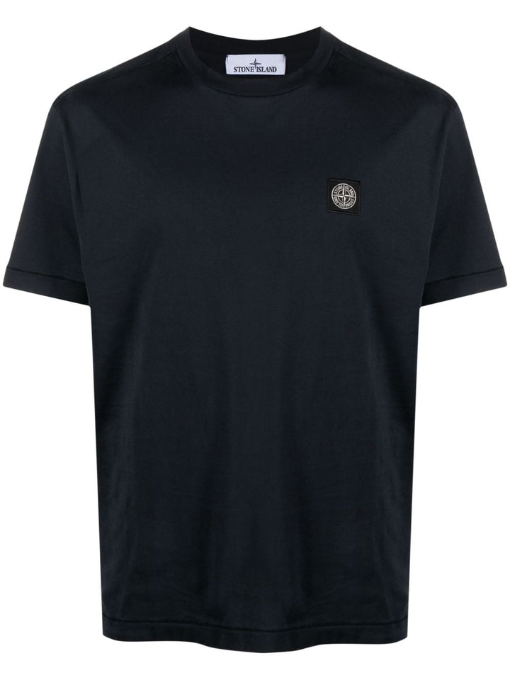 T-shirt navy con applicazione logo 