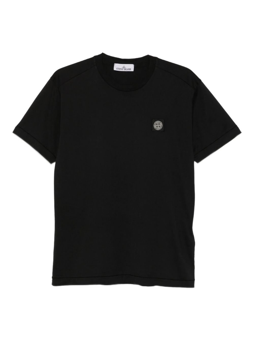 T-shirt nera con applicazione logo 