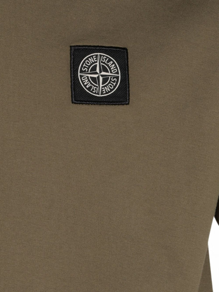 T-shirt verde militare con applicazione logo 