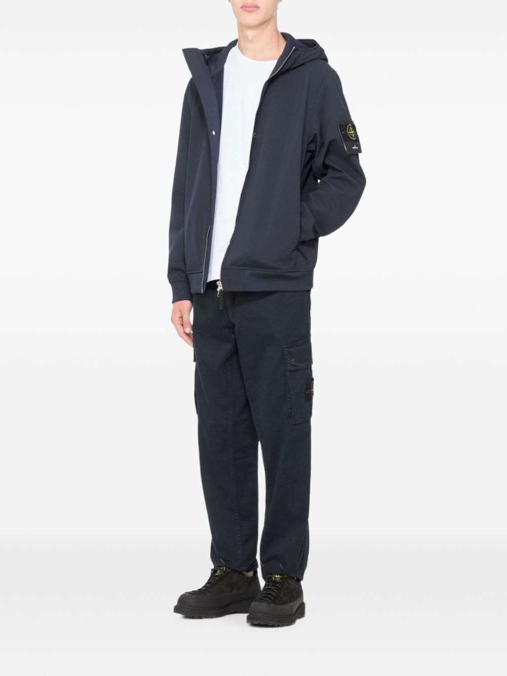 Pantaloni cargo Slim in twill di cotone biologico blu navy<BR/> 
