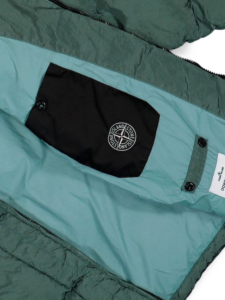 Piumino verde oceano in Nylon Metal ECONYL 