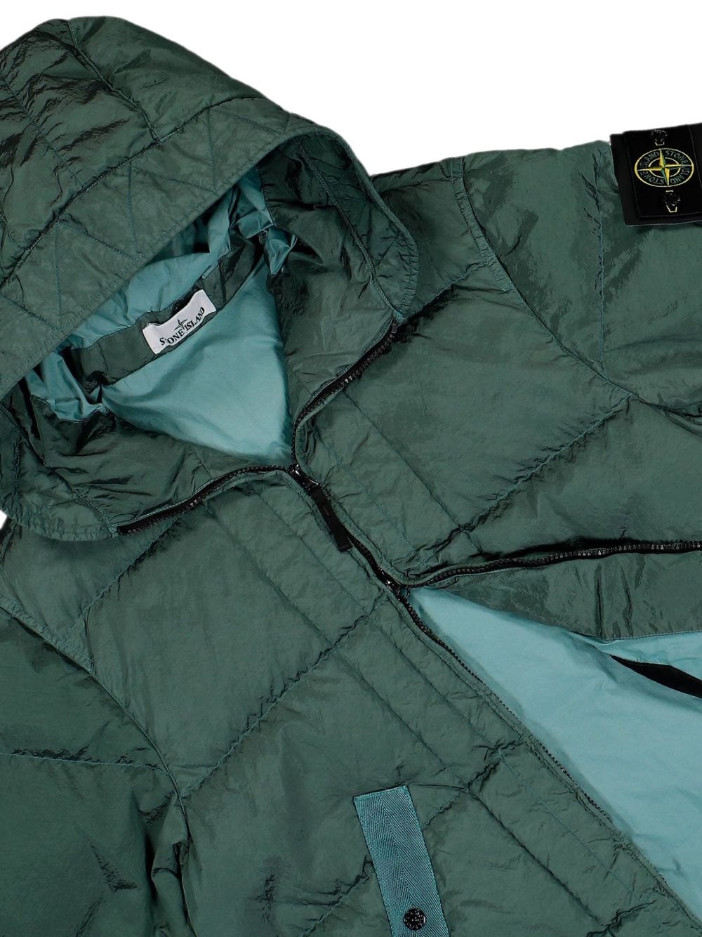 Piumino verde oceano in Nylon Metal ECONYL 