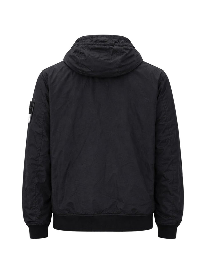 Giacca nera con cappuccio Crinkle Reps 