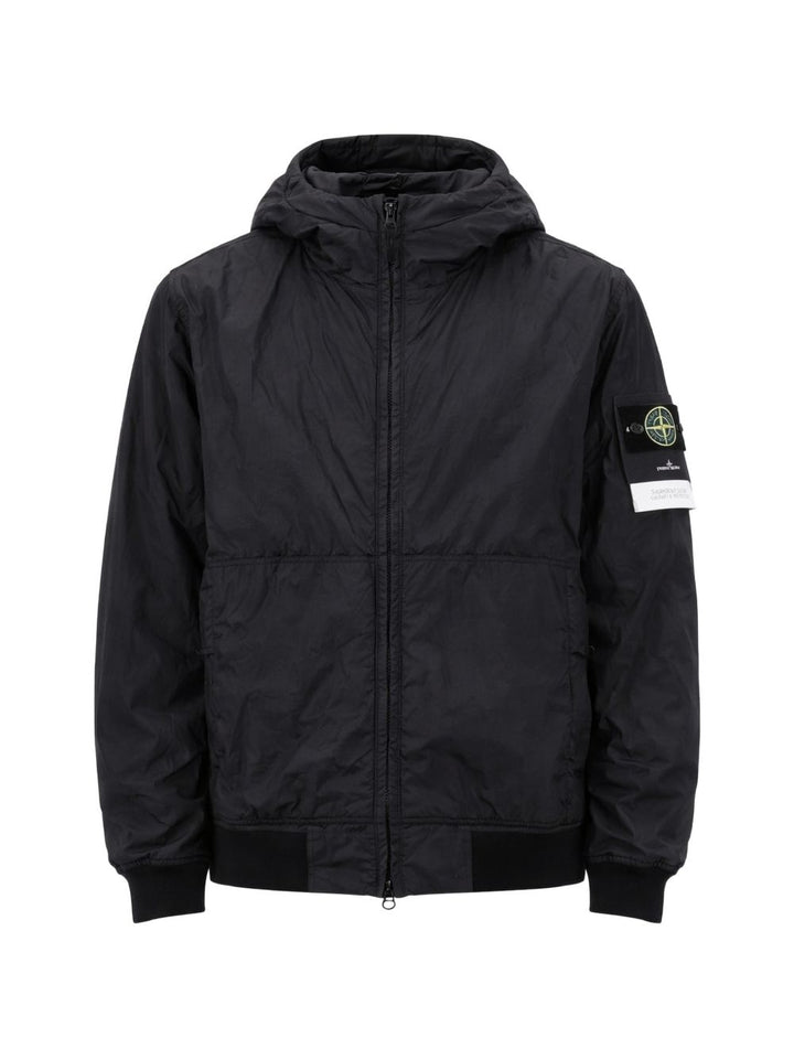 Giacca nera con cappuccio Crinkle Reps 