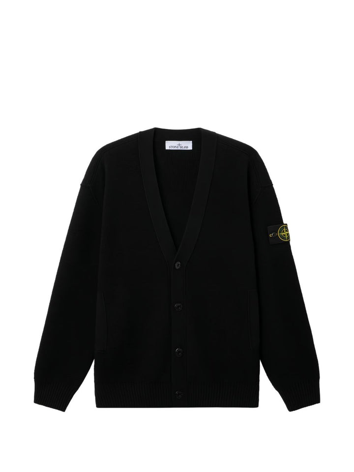 Cardigan nero con scollo a V 