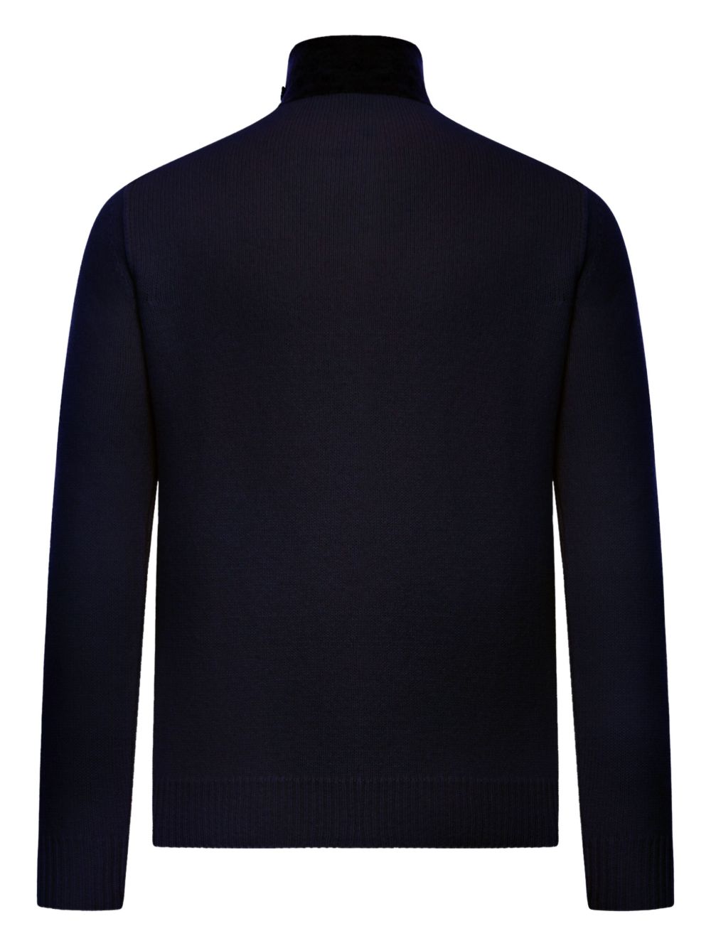 Maglione a coste in lana vergine blu navy 