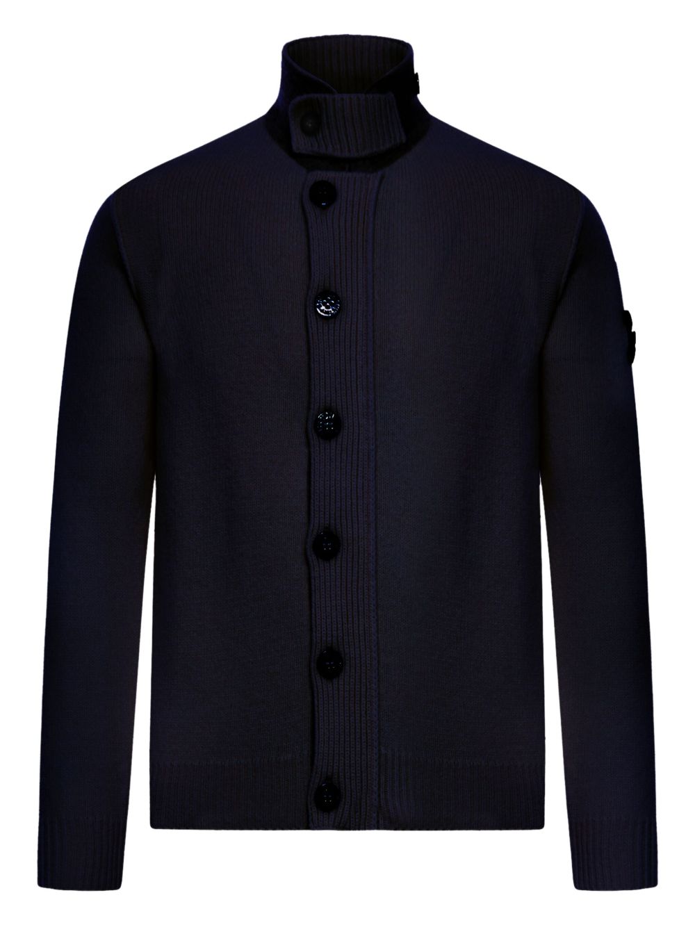 Maglione a coste in lana vergine blu navy 