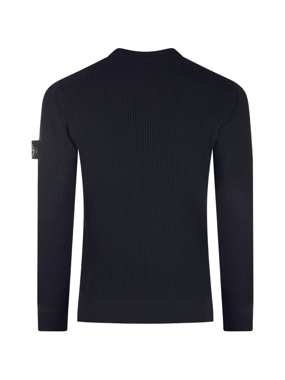 Maglione navy a coste con applicazione 