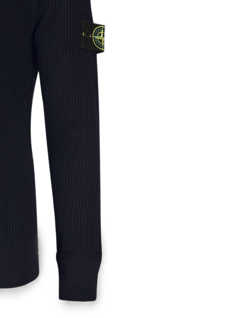 Maglione navy a coste con applicazione 