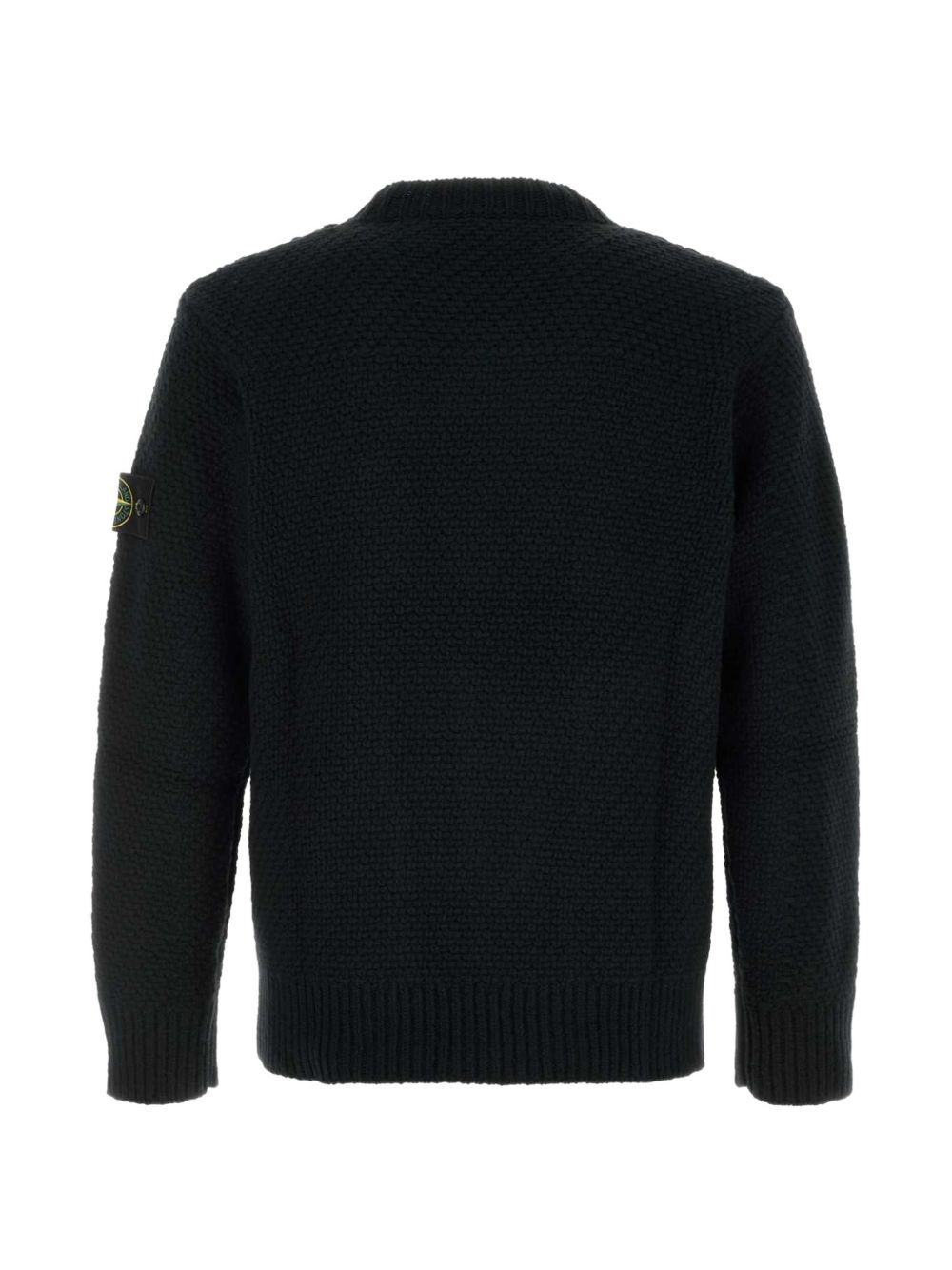 Maglione nero girocollo in lana con lavorazione a intreccio 