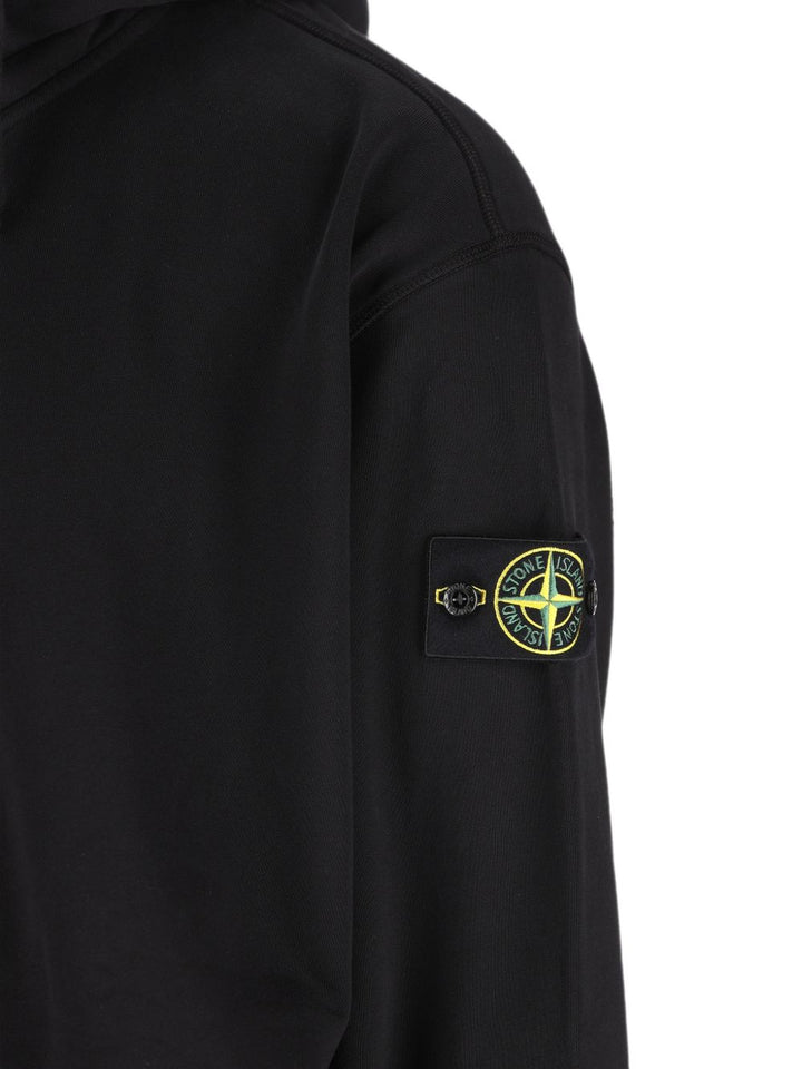 Felpa nera con logo e cappuccio 