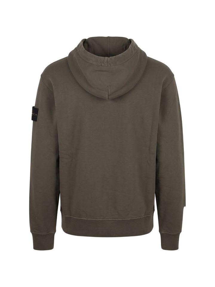 Felpa coal grey con logo e cappuccio 
