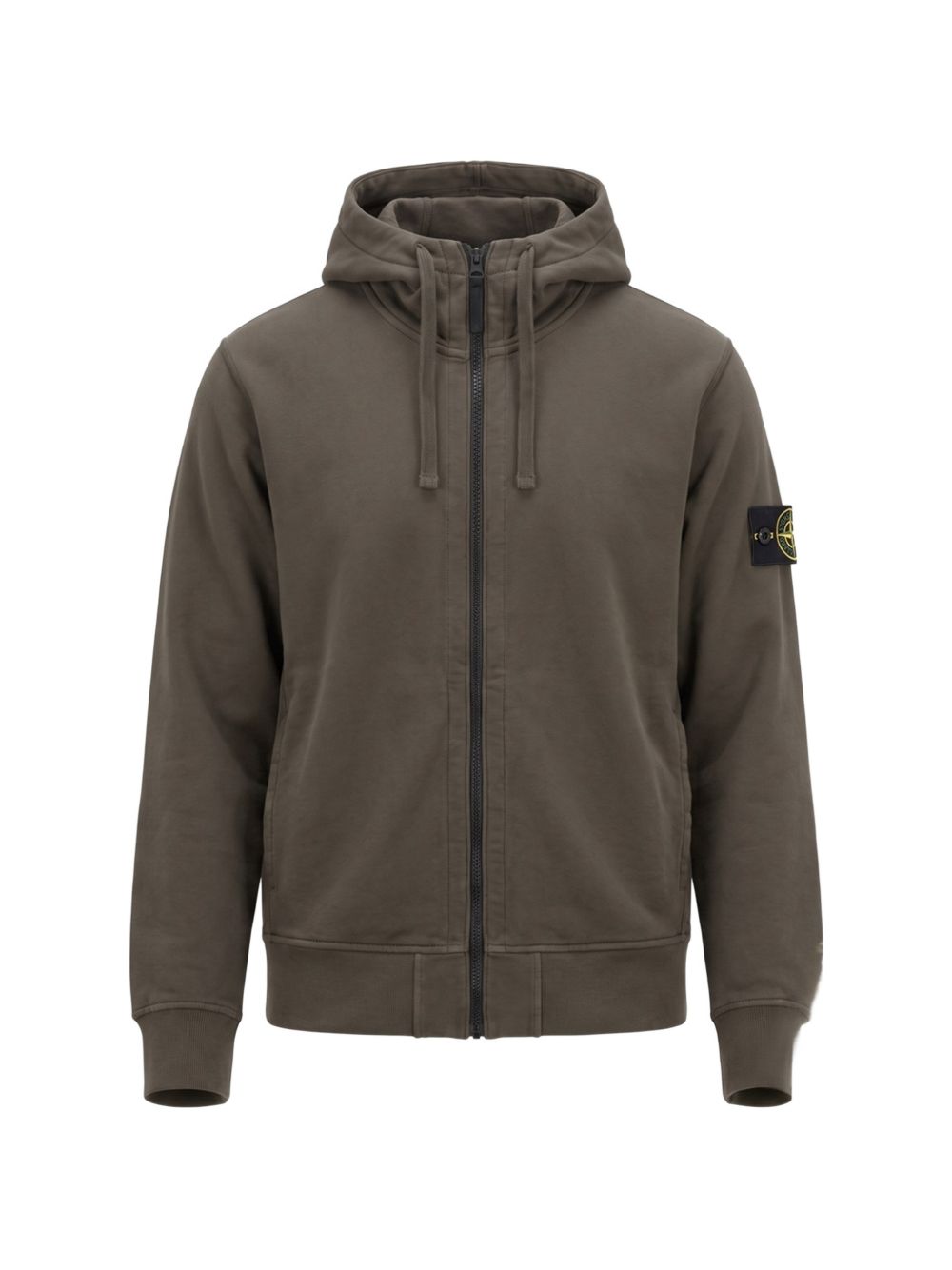 Felpa coal grey con logo e cappuccio 