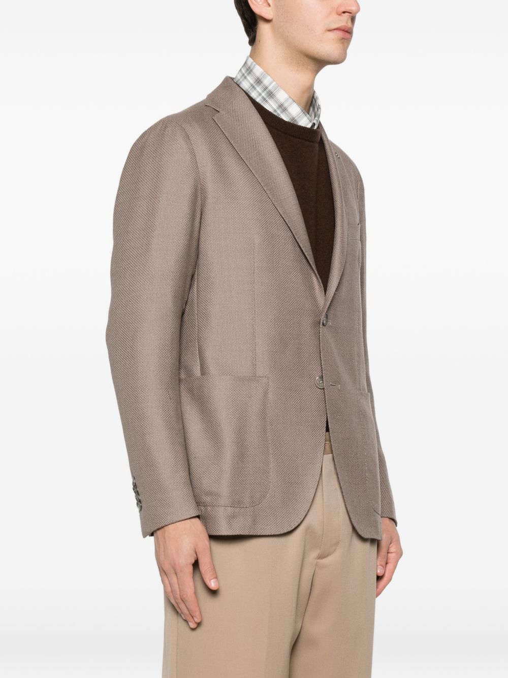 Blazer beige con tasche applicate 