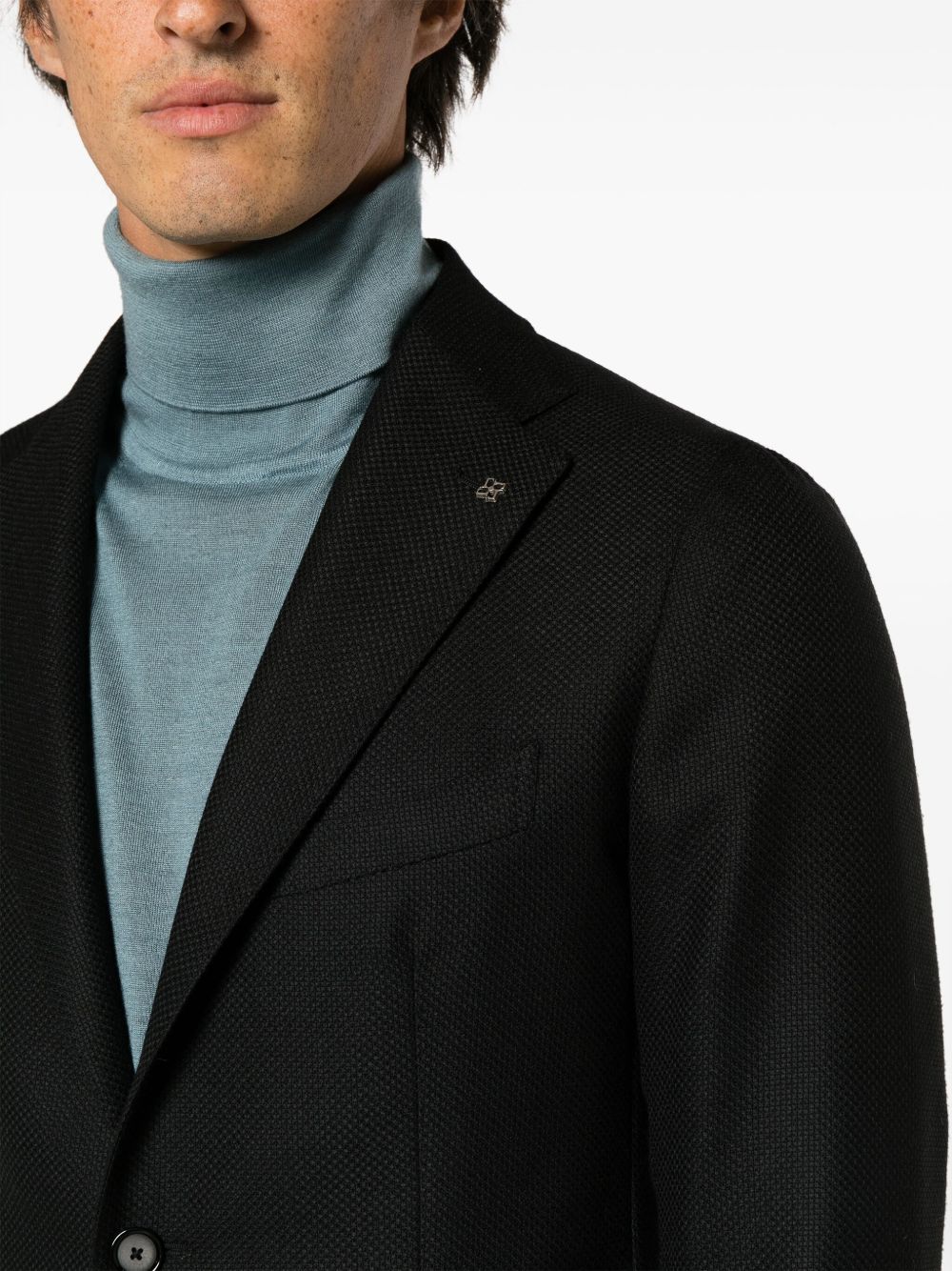 Blazer monopetto nero in lana vergine 