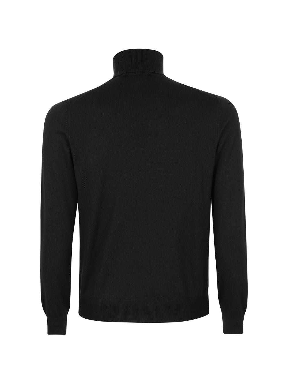 Maglione nero a collo alto in lana vergine 