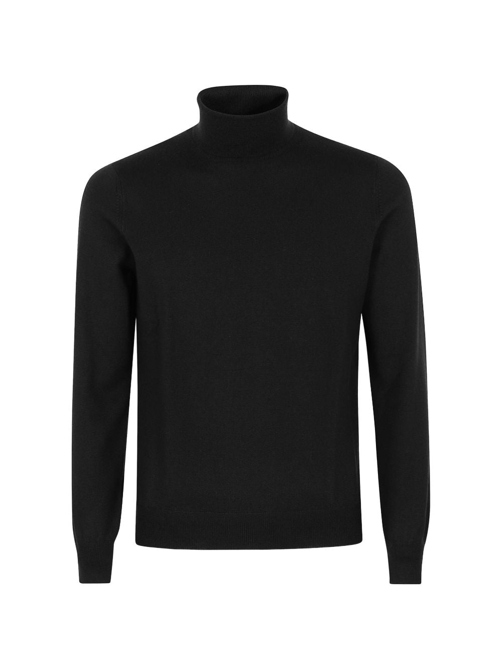 Maglione nero a collo alto in lana vergine 