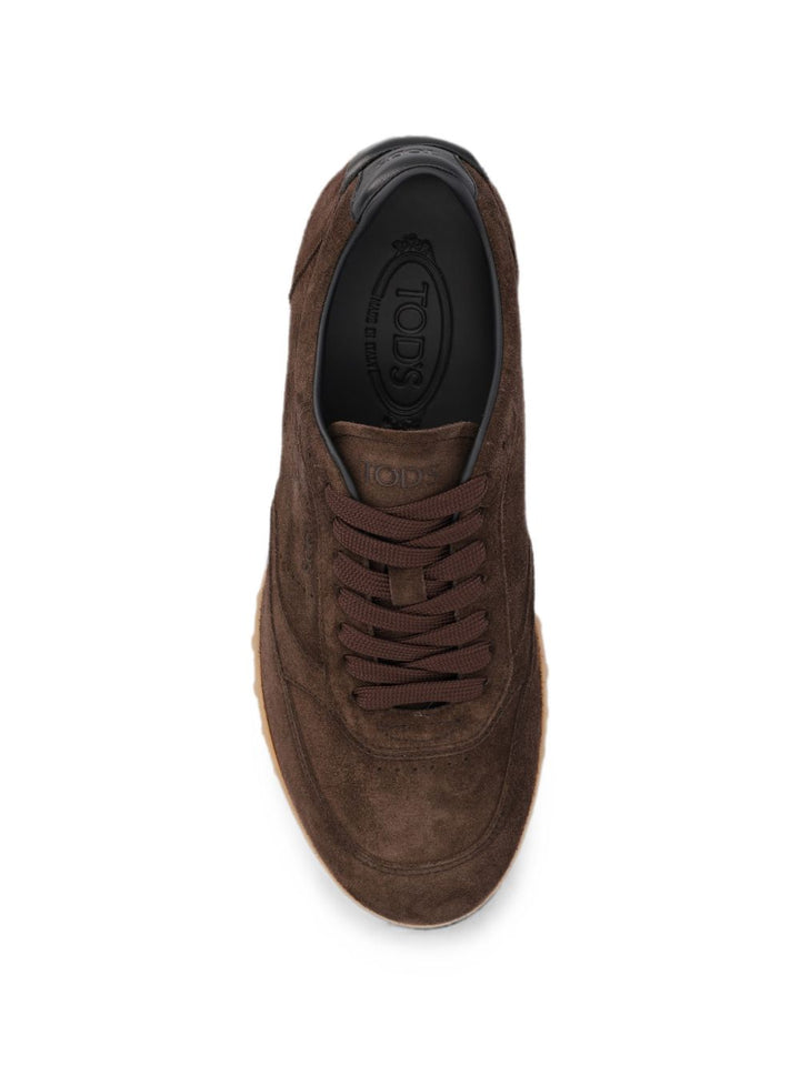Sneakers marroni in pelle scamosciata 