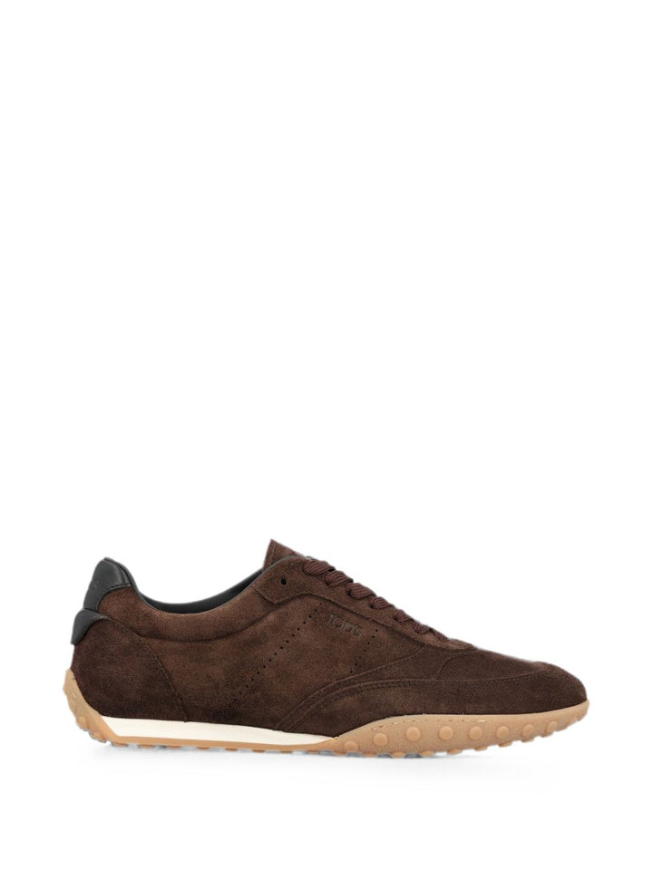 Sneakers marroni in pelle scamosciata 