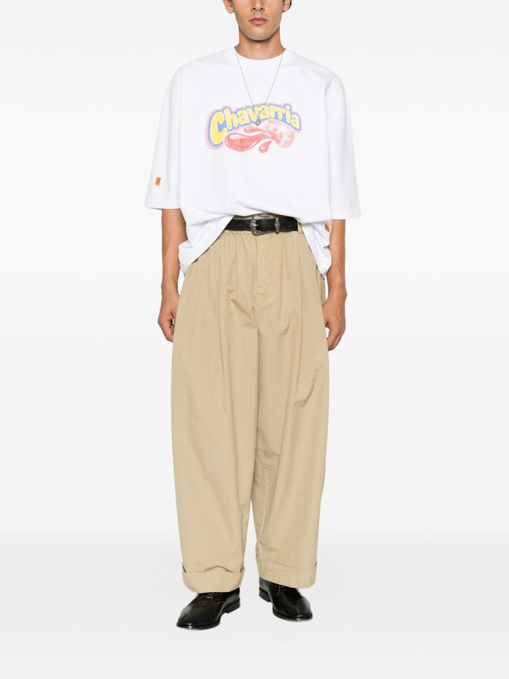 T-shirt bianca Willy Chavarria Chavaloo Buffalo con stampa grafica 