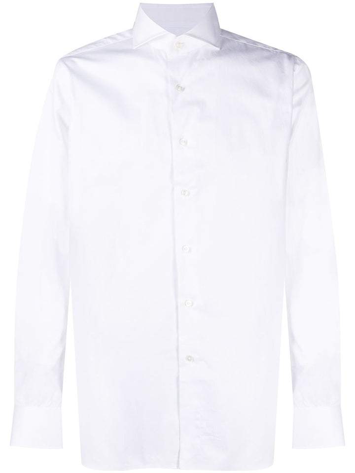 Camicia bianca in cotone con colletto ampio 