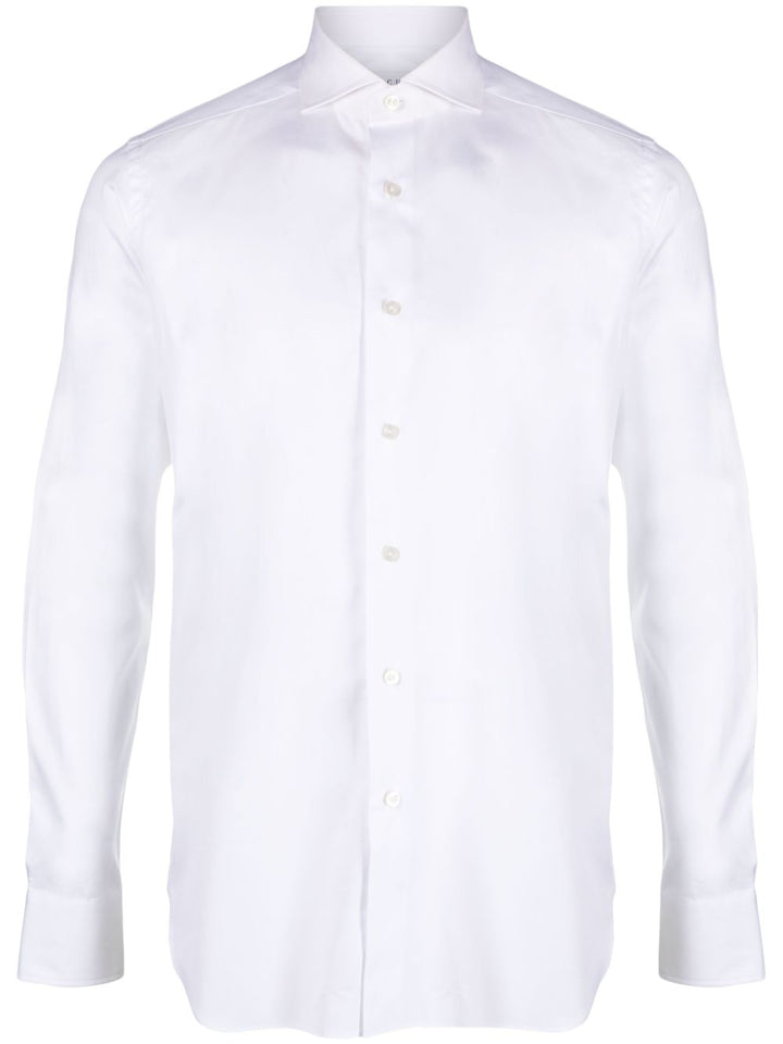 Camicia bianca in cotone popeline con colletto alla francese 